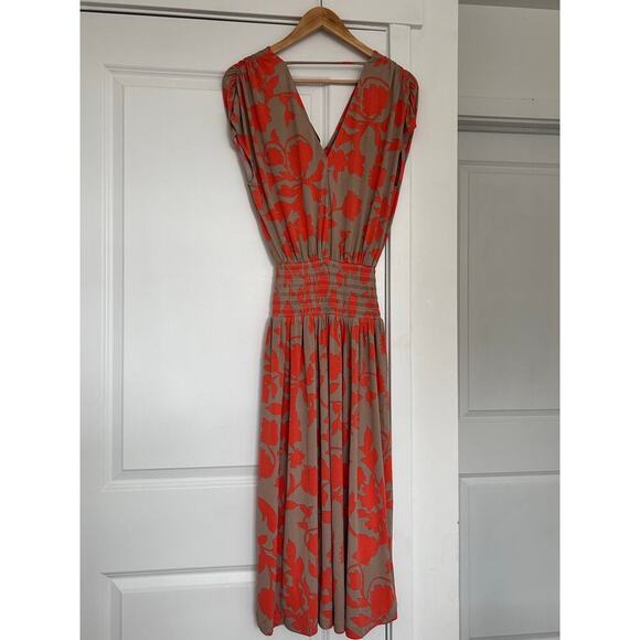 Ramy Brook Smocked Midi Dress Size XXS Sleeveless Resortwear Bloomcore Vacation - Picture 6 of 6